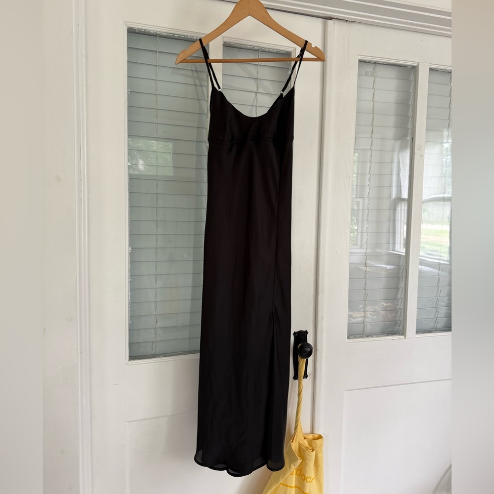 black free people midi silky dress